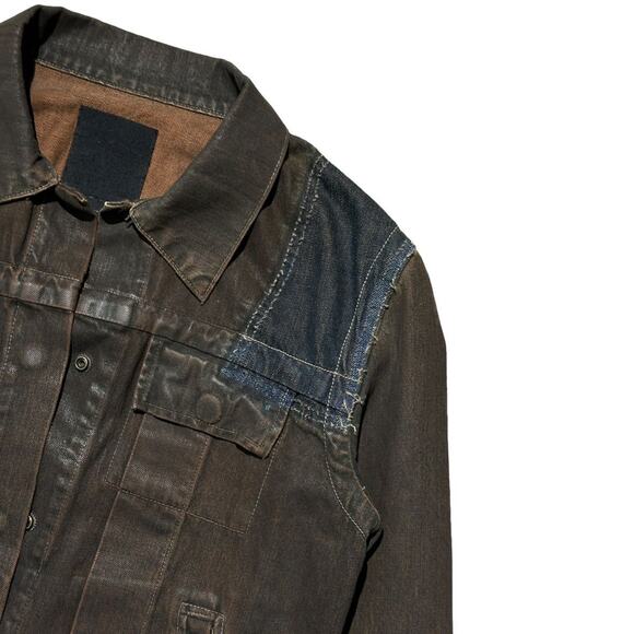 Rick Owens SLAB Waxed oiled coated patch denim jacket - Picture 3 of 5